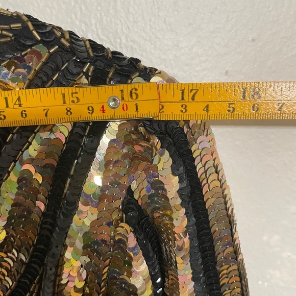 D'Albert Black Beaded Gold Sequin Silk Dress 80's Vintage‎ Deadstock NWT Party - Picture 14 of 15